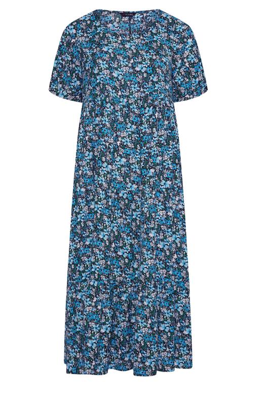 LIMITED COLLECTION Curve Black & Blue Ditsy Print Midaxi Smock Dress_F.jpg