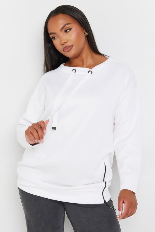 Plus Size  YOURS Curve White Side Split Sweatshirt