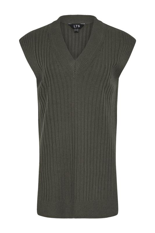 LTS Tall Charcoal Grey Knitted Ribbed Vest Top 6