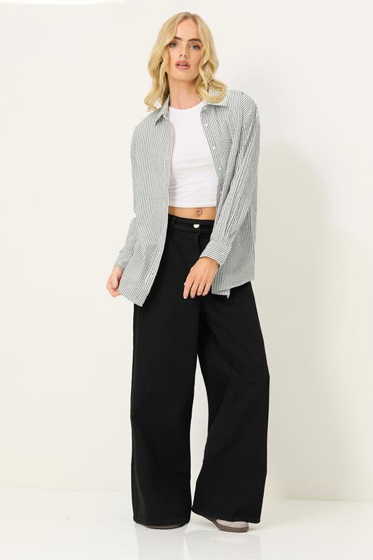 PixieGirl Petite Women's Grey Stripe Long Sleeve Shirt | PixieGirl 1