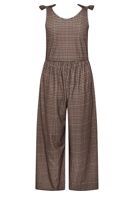 LIMITED COLLECTION Plus Size Brown Gingham Jumpsuit | Yours Clothing 2