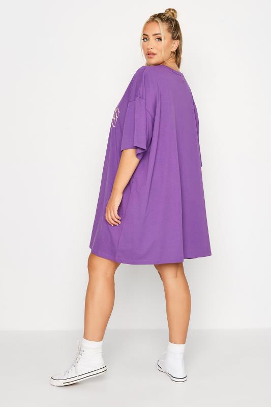 Plus Size Purple 'Los Angeles' Oversized Tunic T-Shirt Dress | Yours Clothing 4