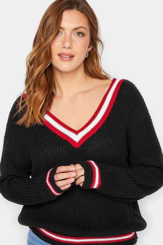 LTS Tall Women's Black & Red V-Neck Knitted Jumper | Long Tall Sally 5