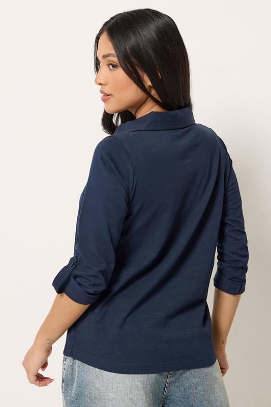 PixieGirl Petite Women's Navy Blue Button Cotton Shirt | PixieGirl 2