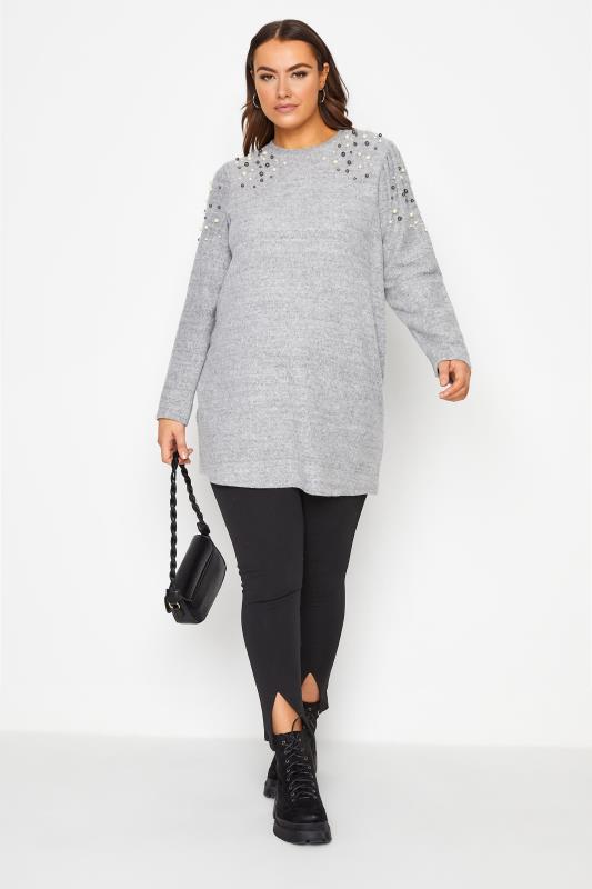 Grey Embellished Shoulder Knitted Jumper_B.jpg