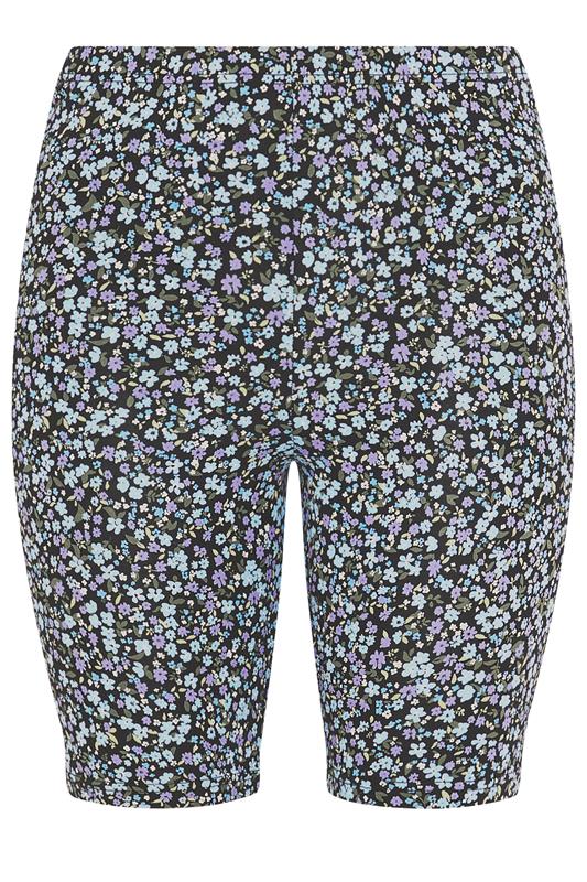 YOURSET 2 PACK Plus Size Black Ditsy Floral Cycling Shorts | Yours Clothing 9