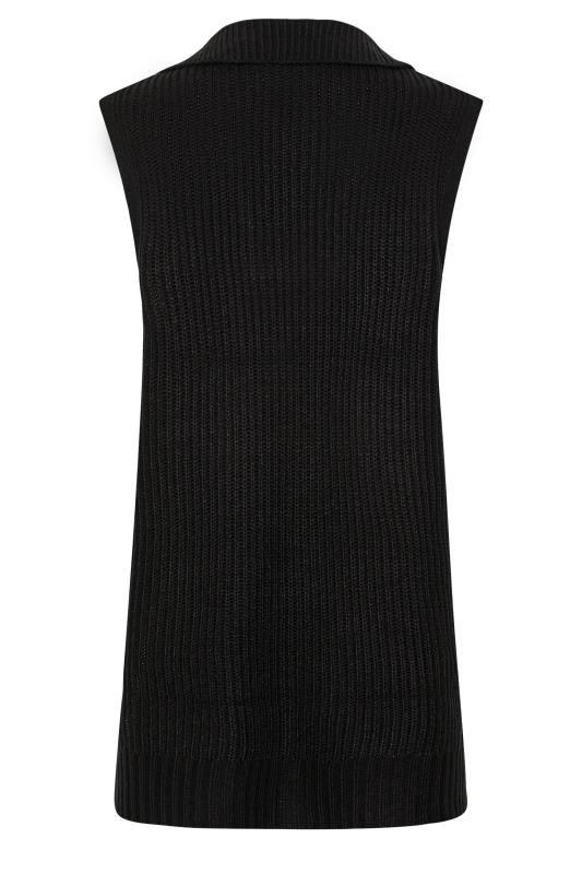 Petite Black Zip Longline Knitted Vest Top | PixieGirl 7