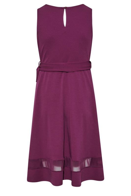 YOURS LONDON Plus Size Purple Mesh Panel Skater Dress | Yours Clothing 7