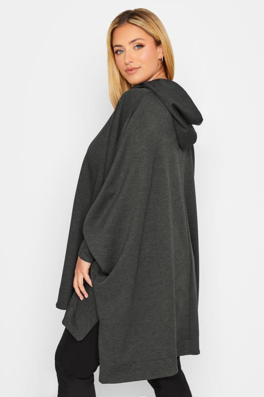 YOURS LUXURY Plus Size Charcoal Grey Tie Detail Oversized Hoodie | Yours Clothing 5