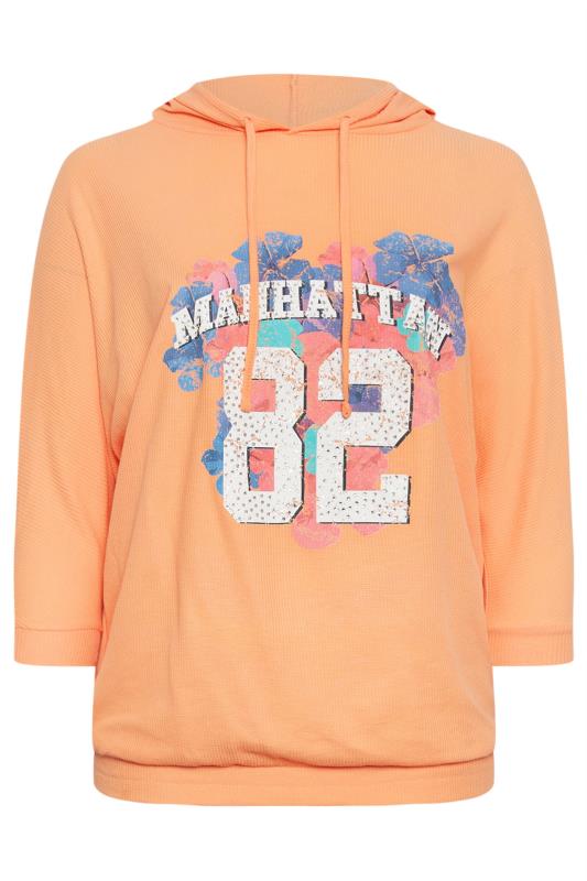 YOURS Plus Size Orange 'Manhattan' Print Hoodie | Yours Clothing 5