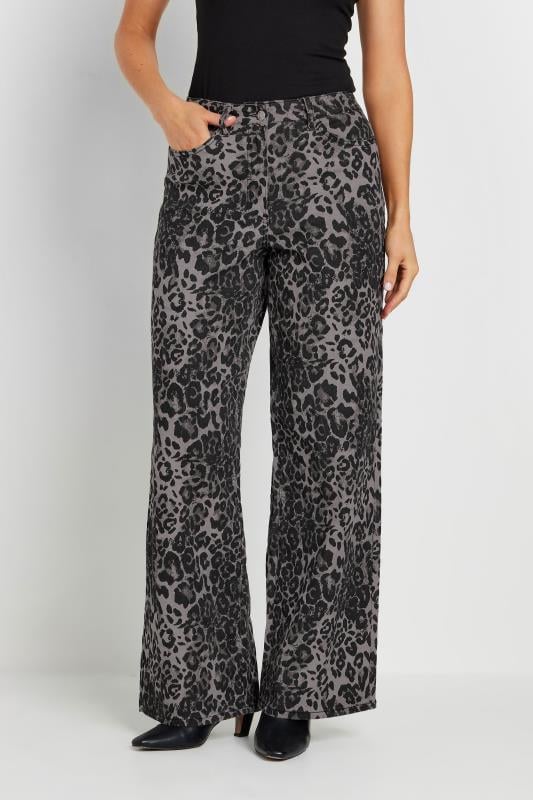 LTS Tall Grey Leopard Print Wide Leg Jeans | Long Tall Sally 3