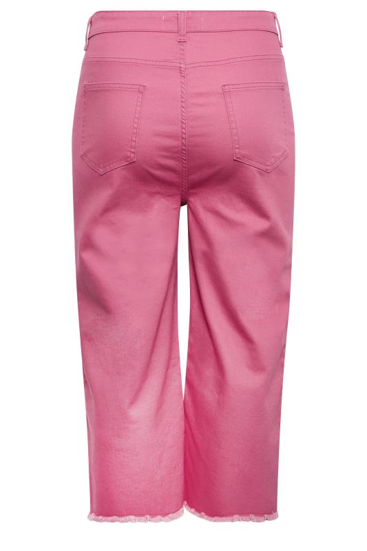 YOURS Plus Size Curve Hot Pink Stretch Cropped Jeans | Yours Clothing  5