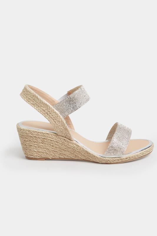 Silver Espadrille Wedge Sandals In Wide E Fit & Extra Wide EEE Fit 3