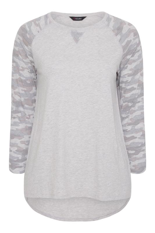 Plus Size Grey Marl Camo Print Long Sleeve T-Shirt | Yours Clothing 6
