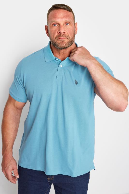 U.S. POLO ASSN. Big & Tall Blue Pique Polo Shirt 1