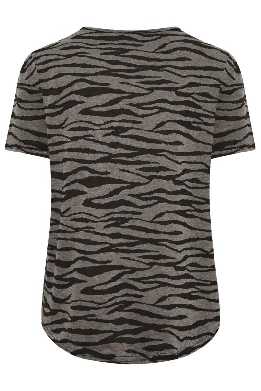 YOURS Curve ACTIVE Grey & Black Zebra Print 'Do Your Thing' Slogan T-Shirt 9