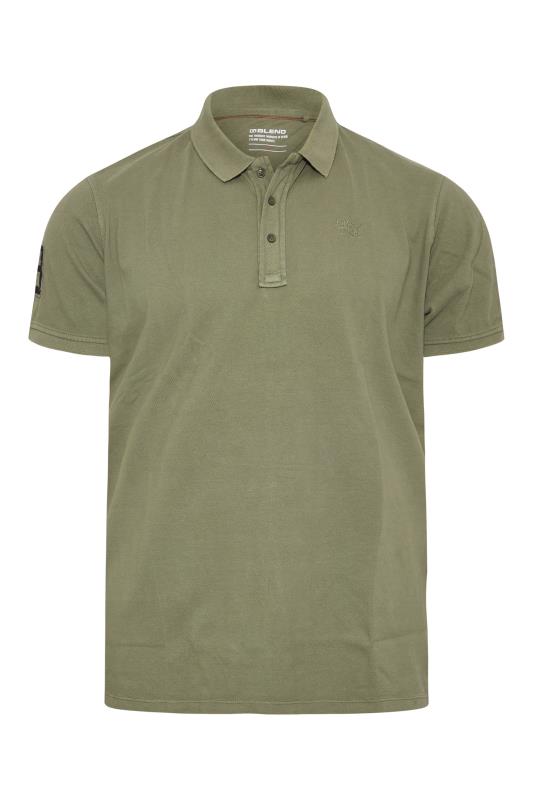 BLEND Big & Tall Khaki Green Washed Polo Shirt 3