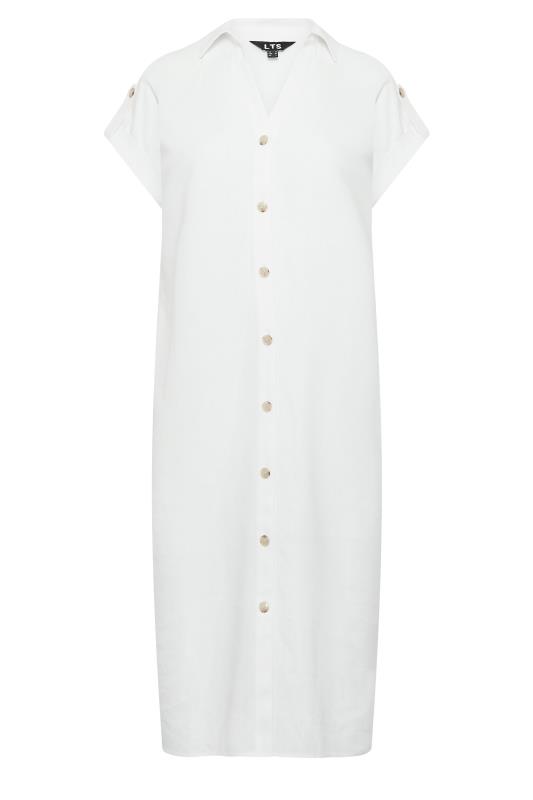 LTS Tall Womens White Linen Button Through Shirt Dress | Long Tall Sally  6