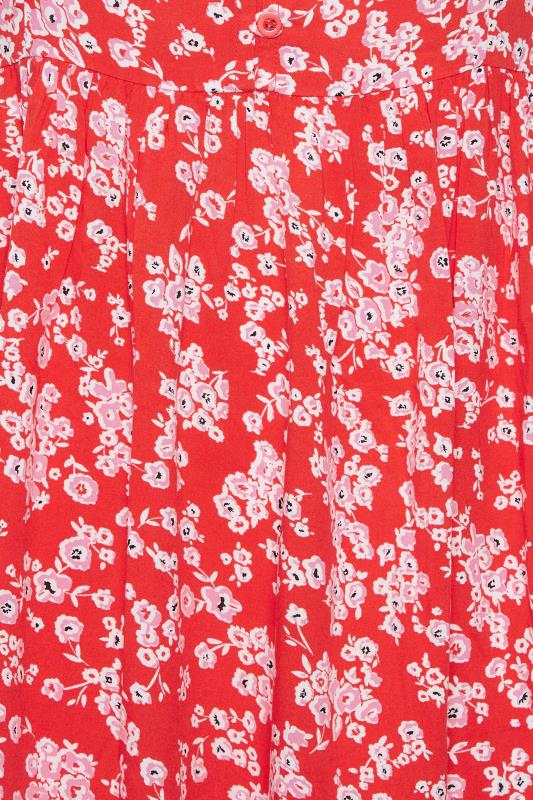 YOURS Curve Plus Size Red Floral Sundress | Yours Clothing  5