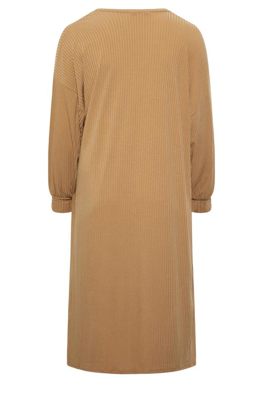 Plus Size LIMITED COLLECTION Beige Brown Ribbed Maxi Cardigan | Yours Clothing 8