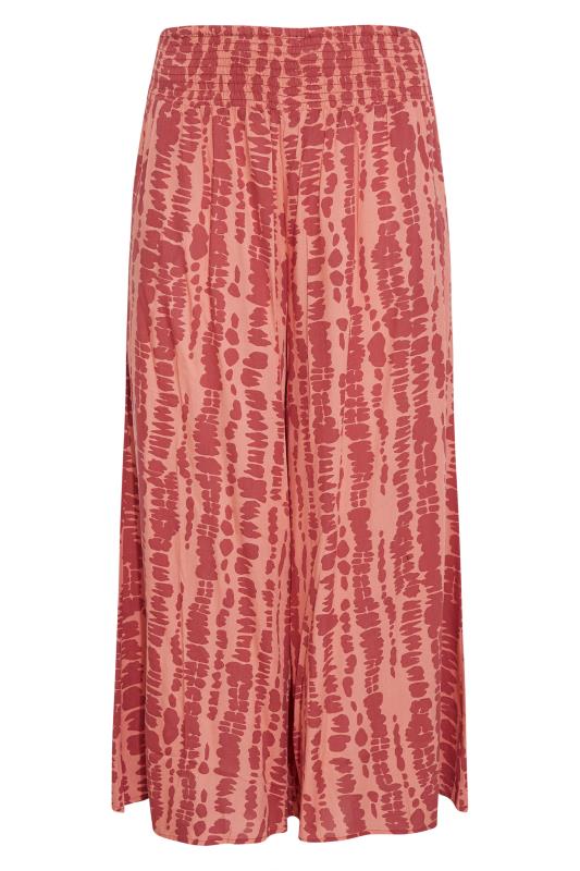 Plus Size Pink Tie Dye Wide Leg Trousers | Yours Clothing 5