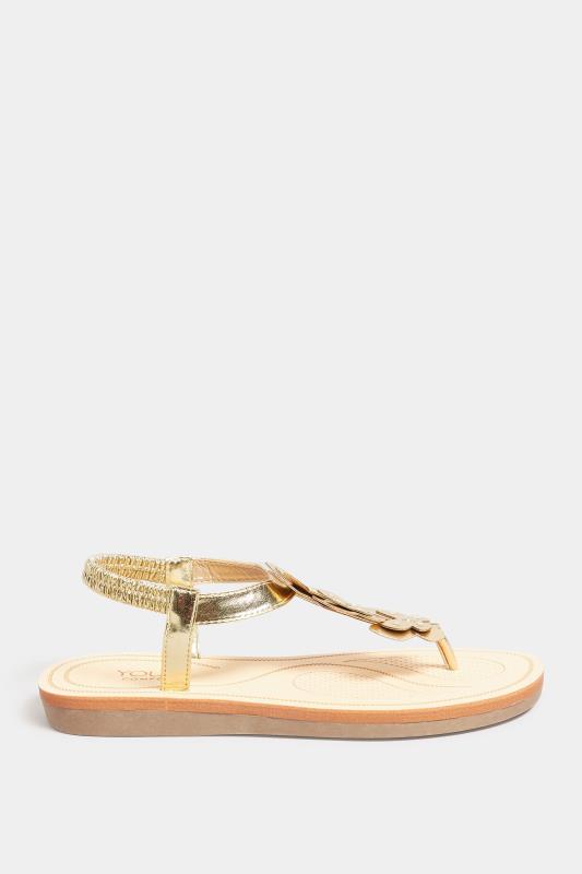 Gold Diamante Butterfly Sandals In Extra Wide EEE Fit | Yours Clothing 3