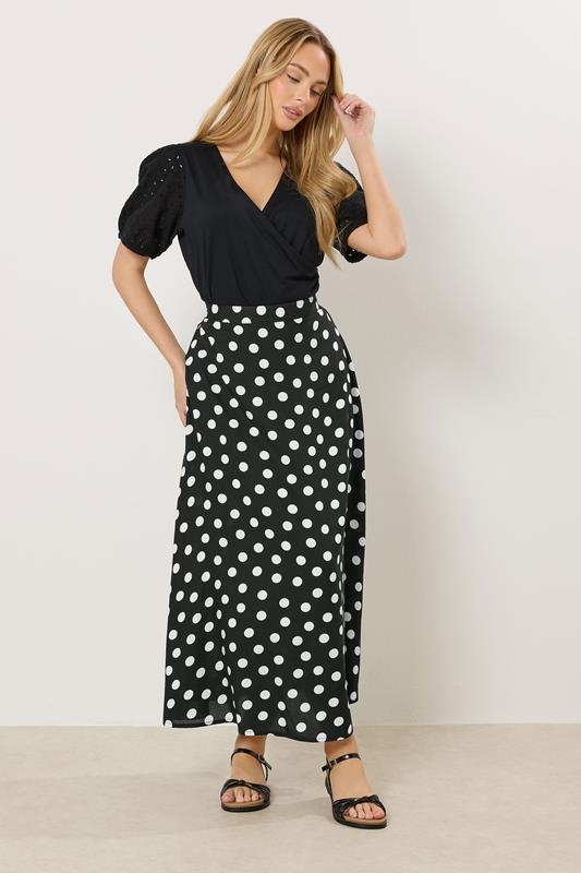 M&Co Black Polka Dot Maxi Skirt | M&Co 1