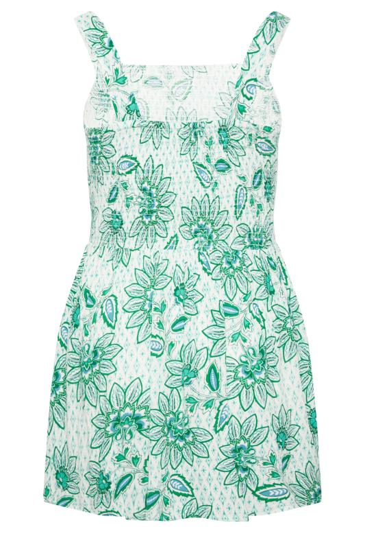 YOURS Curve Plus Size Green Tropical Print Crinkle Vest Top | Yours Clothing  7