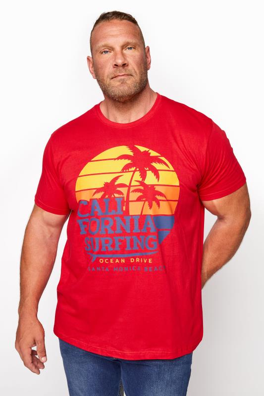 Plus Size  BadRhino Red California Surfing T-Shirt