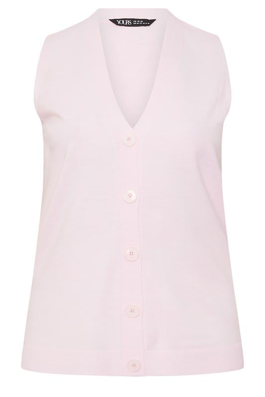 YOURS Plus Size Pink Knitted Waistcoat | Yours Clothing 5