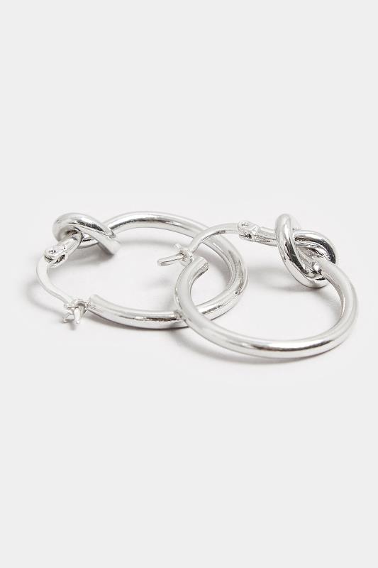 Silver Tone Knotted Hoop Earrings | Yours Clothing 3