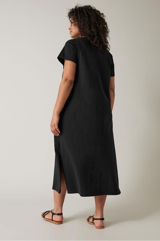 EVANS Plus Size Black Cotton Midi Dress | Evans 3