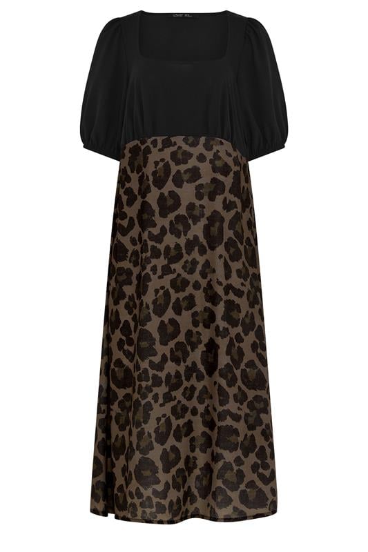 LIMITED COLLECTION Plus Size Brown Leopard Print Mixed Dress | Yours Clothing 5