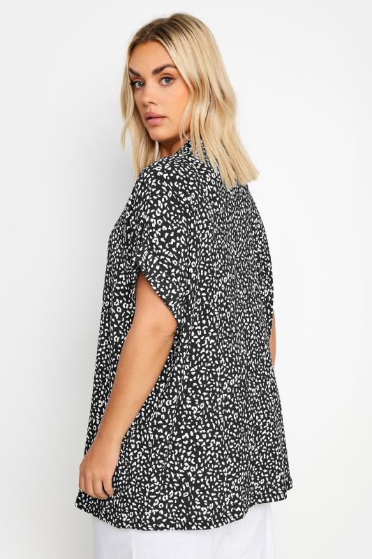YOURS Plus Size Black Animal Print Button Front Shirt | Yours Clothing 3