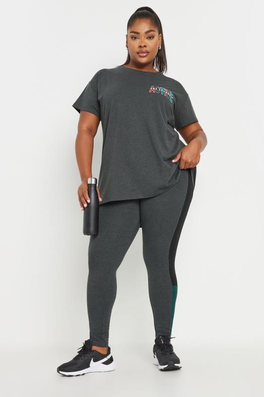 YOURS ACTIVE Plus Size Grey 'Be Yourself' Slogan Print Top | Yours Clothing 2