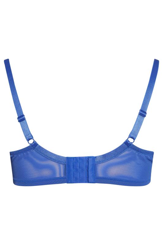 Plus Size Royal Blue Embroidered Spot Non-Padded Underwired Balcony Bra | Yours Clothing 4
