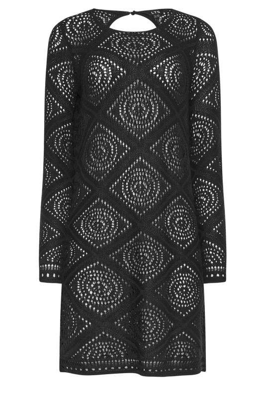 LTS Tall Women's Black Crochet Mini Beach Dress | Long Tall Sally 7