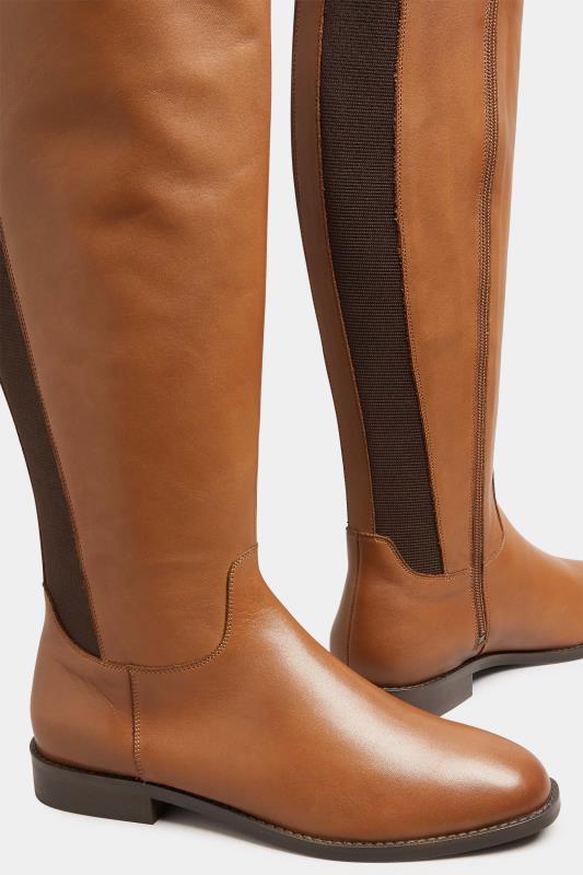LTS Tan Brown Leather Knee High Boots In Standard D Fit | Long Tall Sally 6