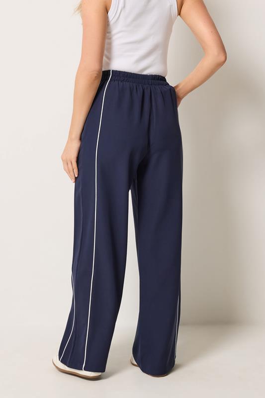 LTS Tall Women's Navy Blue Piped Wide Leg Trousers | Long Tall Sally 4