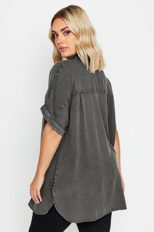 YOURS 2 PACK Plus Size Grey & Blue Chambray Shirts | Yours Clothing 5