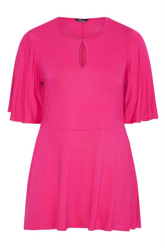 LIMITED COLLECTION Curve Hot Pink Keyhole Peplum Top_X.jpg