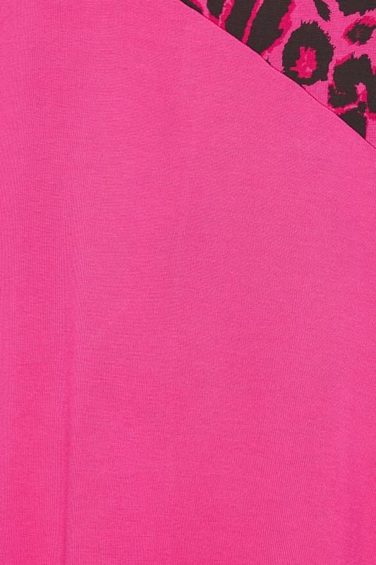 LIMITED COLLECTION Plus Size Hot Pink Leopard Print Colour Block T-Shirt | Yours Clothing 5