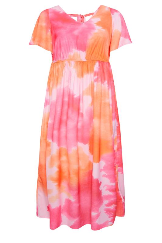 LIMITED COLLECTION Plus Size Pink Blur Print Bow Back Midaxi Dress | Yours Clothing 6
