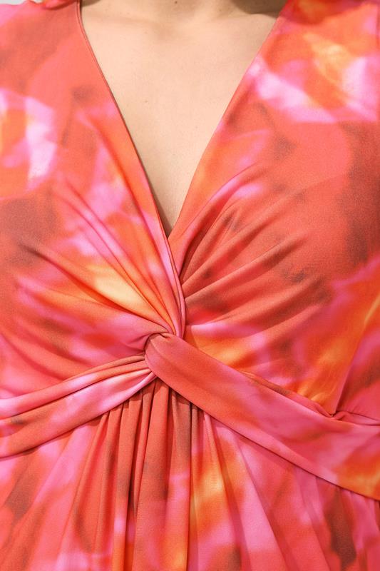 YOURS LONDON Plus Size Pink Abstract Sleeveless Knot Front Top | Yours Clothing 4