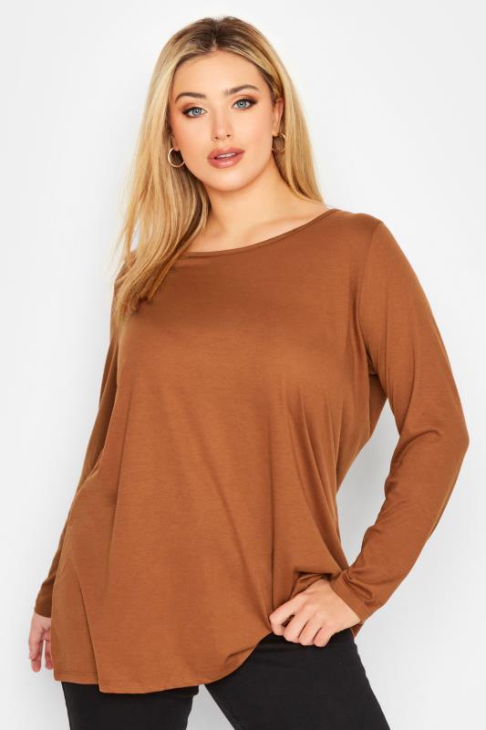 3 PACK Plus Size Brown & Green Long Sleeve T-Shirts | Yours Clothing 2