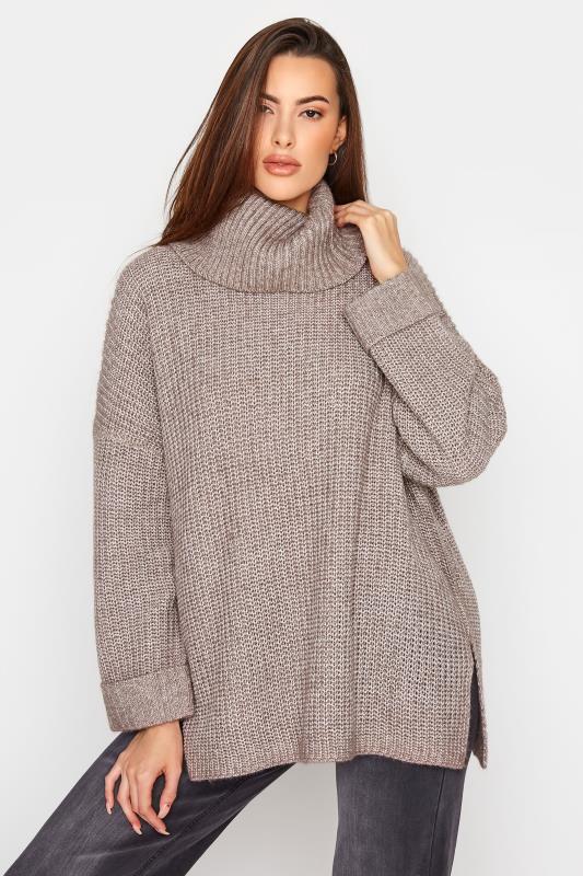 Tall  LTS Natural Chunky Roll Neck Jumper