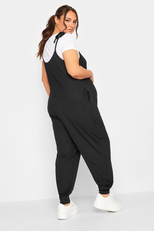 BUMP IT UP MATERNITY Curve Black Oversized Jumpsuit | Yours Clothing 4