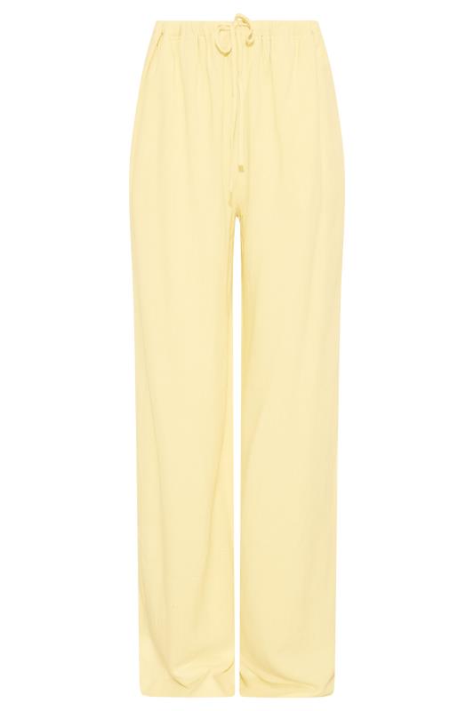 LTS Tall Women's Lemon Yellow Linen Look Wide Leg Trousers | Long Tall Sally  4