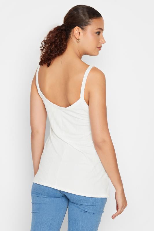 LTS Tall White Ribbed Button Cami Vest Top | Long Tall Sally 3