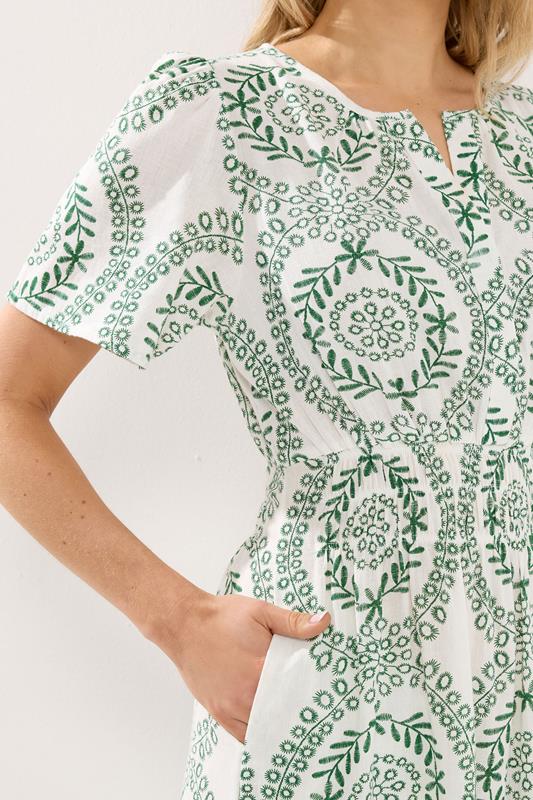 LTS Tall Women's Green & White Leaf Print Linen Maxi Dress | Long Tall Sally 5